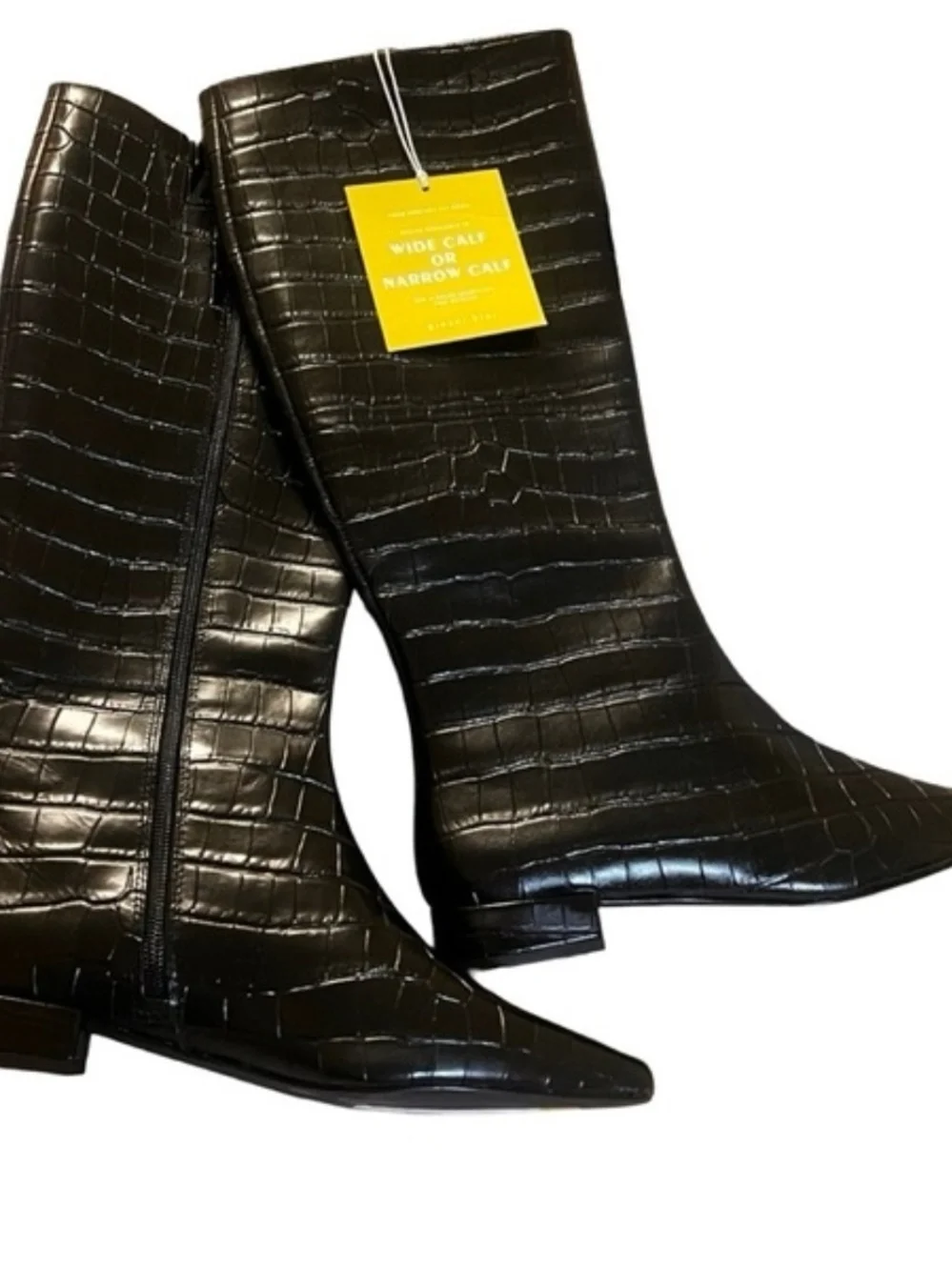 Gianni Bini Black Croc-Embossed Over-The-Knee Boots